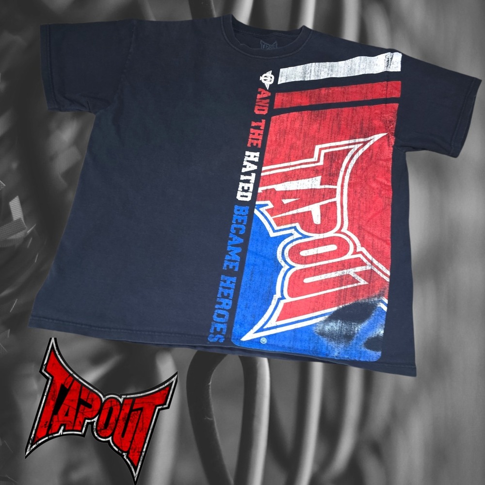 VTG Tapout MMA "And the Hated Became Heroes" Distressed UFC Graphic Tee Black XL